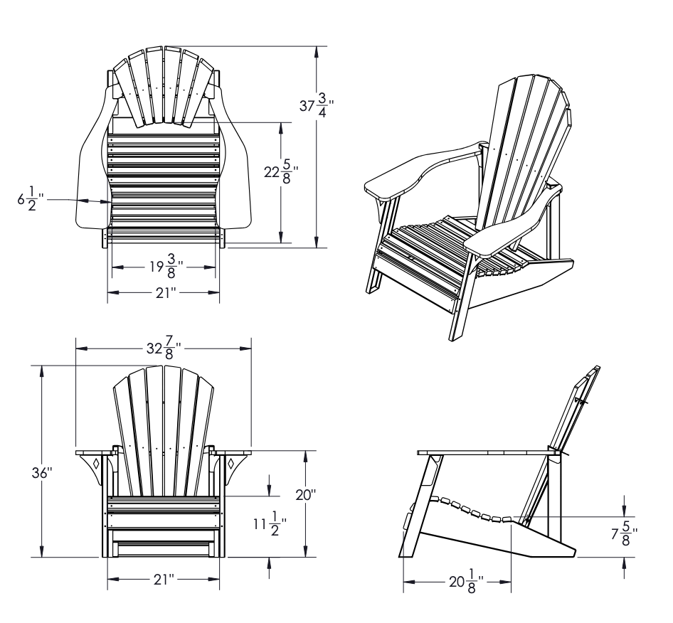 Dimensions of Rondack Larch Chair - Your Western Decor