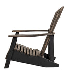 Wooden Adirondack chair with black base on a white background