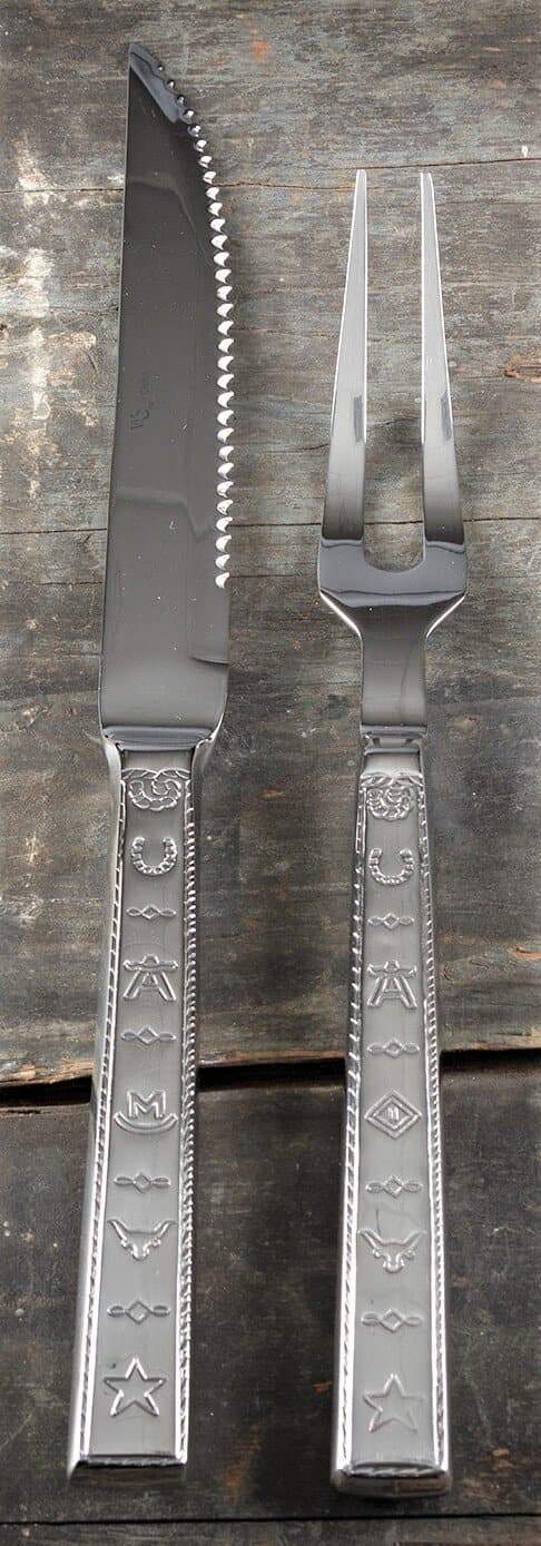 Stainless engraved brands 2 piece carving set. Your Western Decor