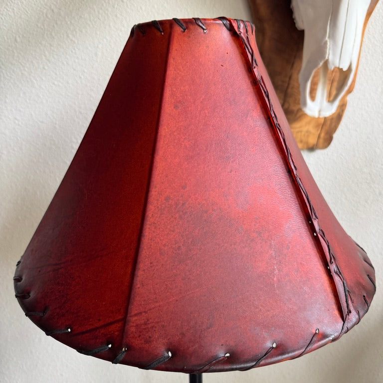 16 inch round red rawhide lamp shade