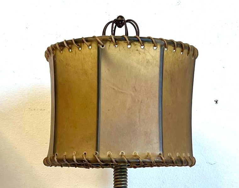 Cylinder rawhide lamp shade in brown 