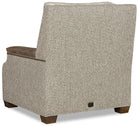 Beige upholstered armchair with brown accents on a white background - Your Western Decor