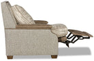 Beige recliner chair with brown accents on a white background