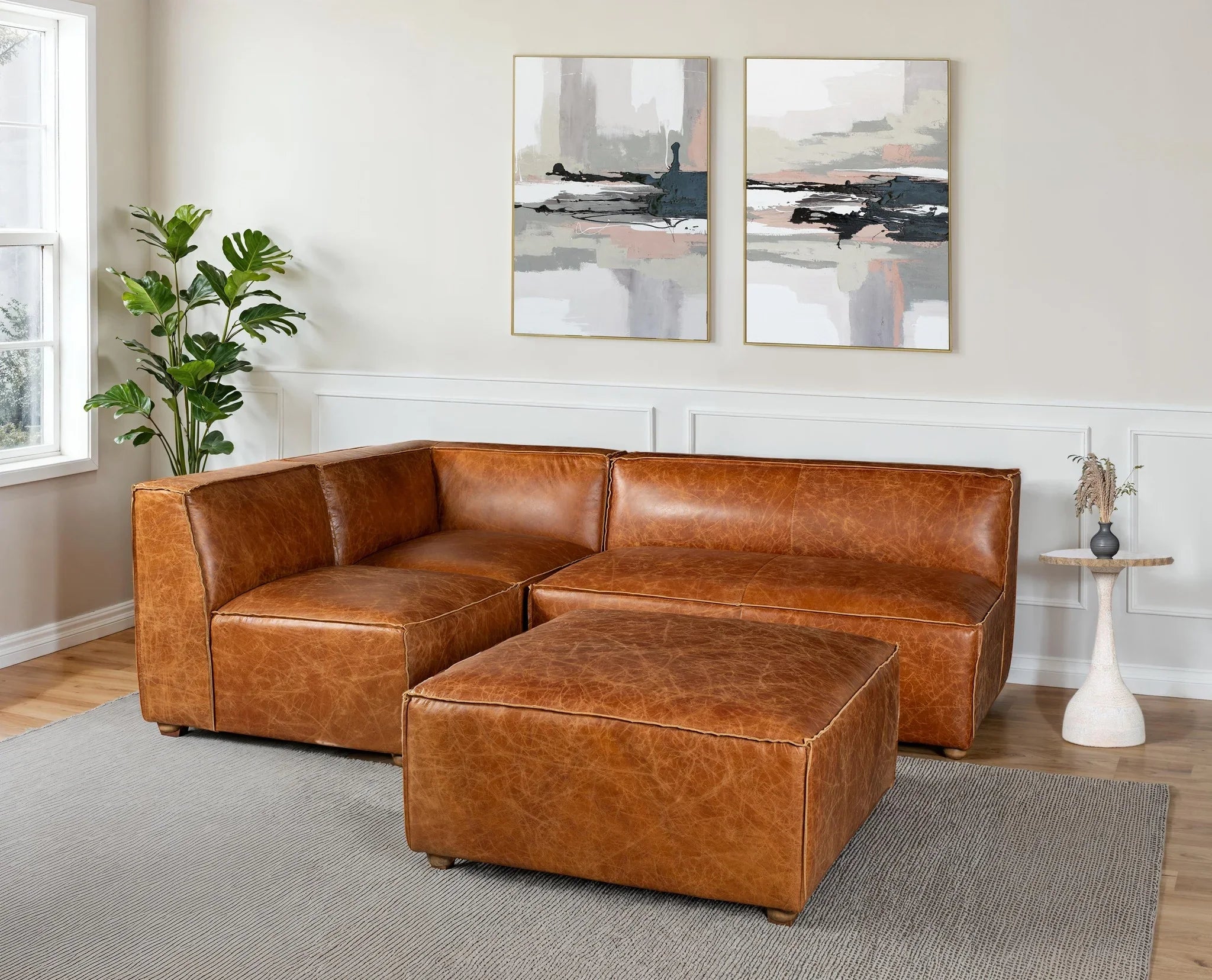 Rubicon 3-pc leather sectional 