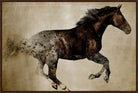 Artistic depiction of a horse running on a textured beige background - Your Western Decor