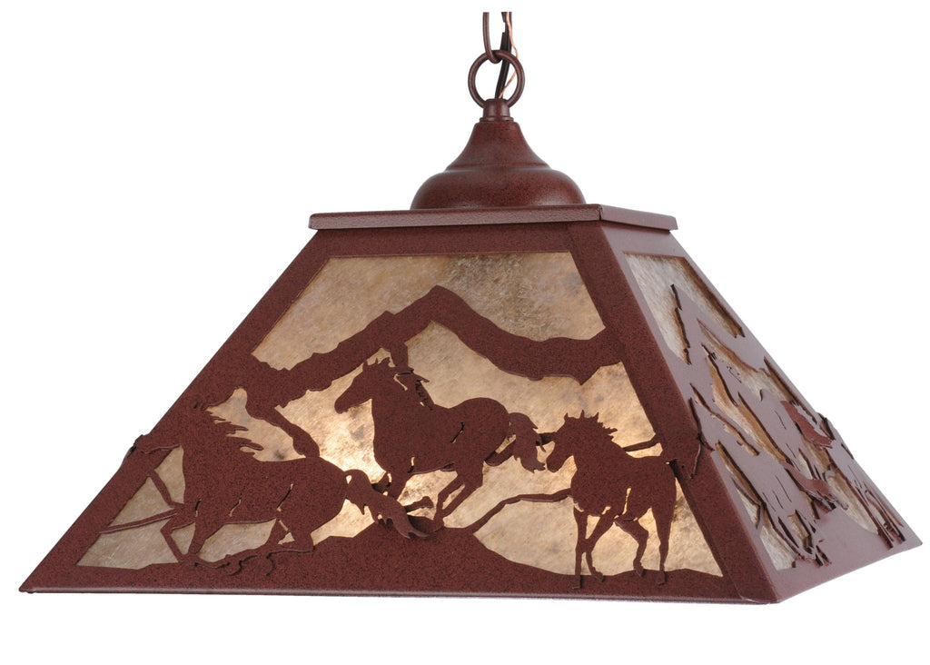 Iron and mica running horses pendant light - made in the USA - Your Western Decor