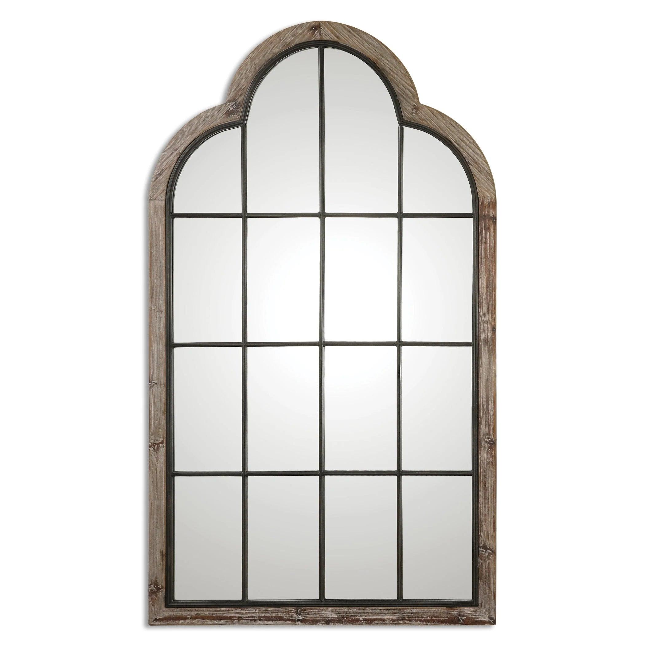 Farmhouse pine wood finished Alpine Manor Windowpane Floor Mirror - Your Western Decor