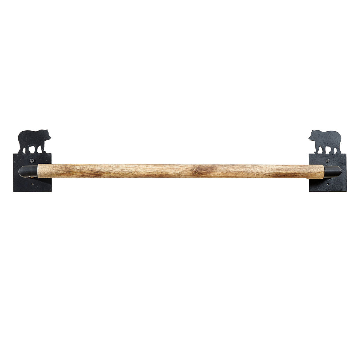 24" rustic bar towel bar in wood and black iron - Your Western Decor