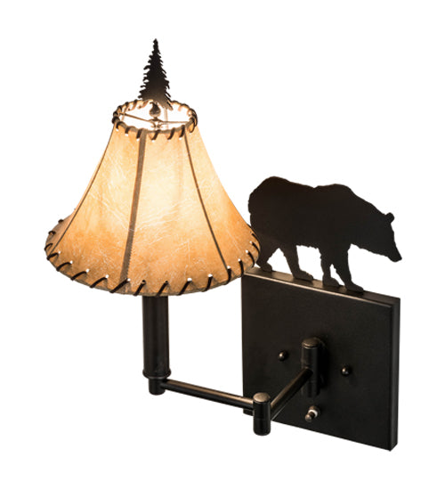 American made Cabin Bear Swing Wall Sconce with adjustable arm - Your Western Decor