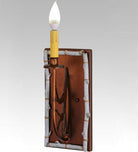 Birch wood wall sconce with leather shade - Made in the USA - Your Western Decor