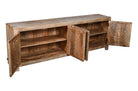 Oversized rustic mongo wood tv stand with enclosed storage 