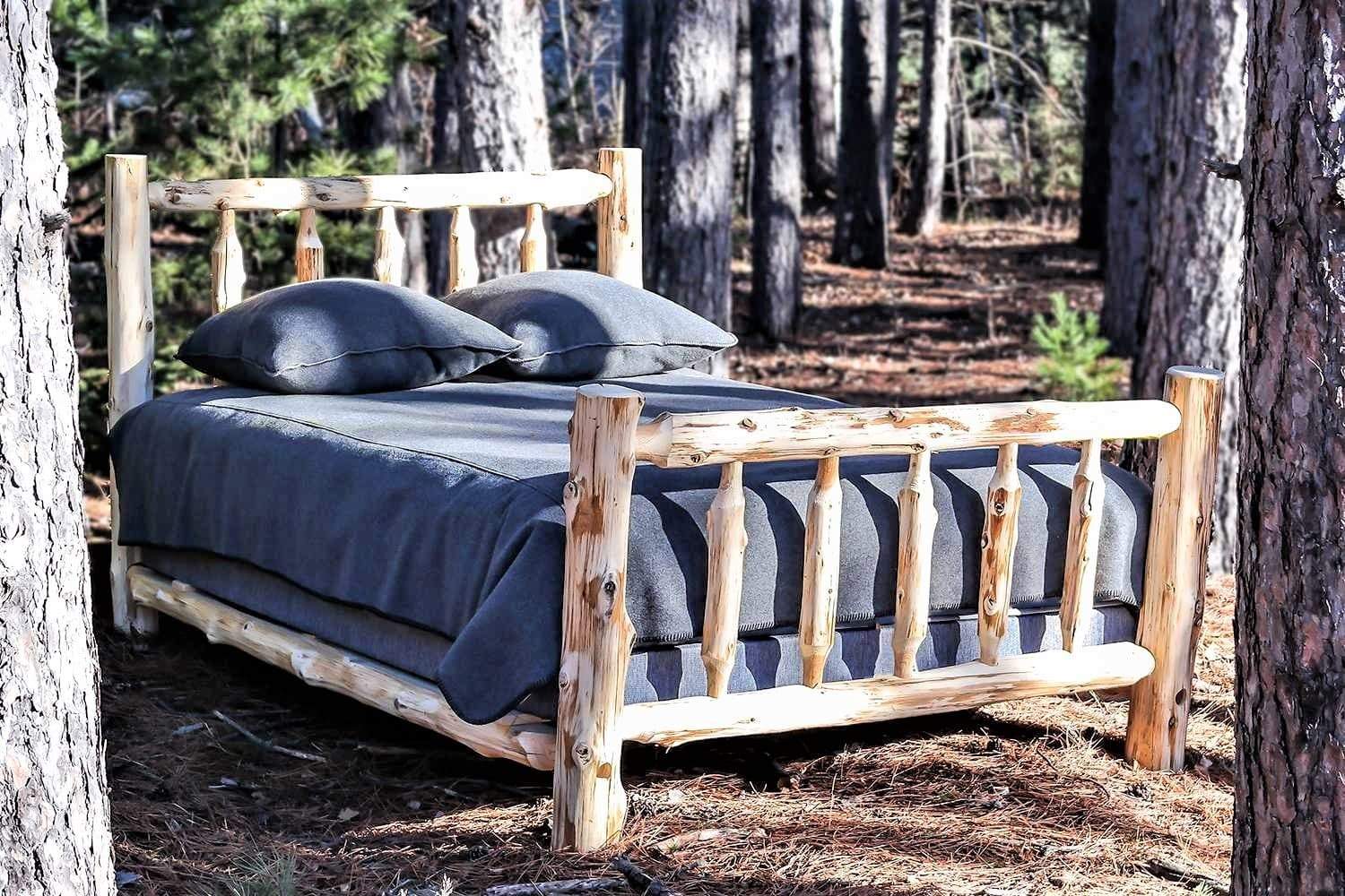 Rustic cedar log king bed. Made in the USA. Your Western Decor