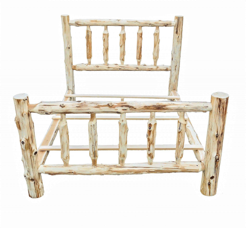 Rustic cedar log king bed frame. Made in the USA. Your Western Decor