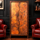 Rustic reclaimed pine wood wine cabinets with reclaimed copper doors 