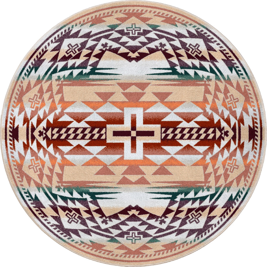 Rustic Cross Southwest Round Area Rug - Your Western Decor