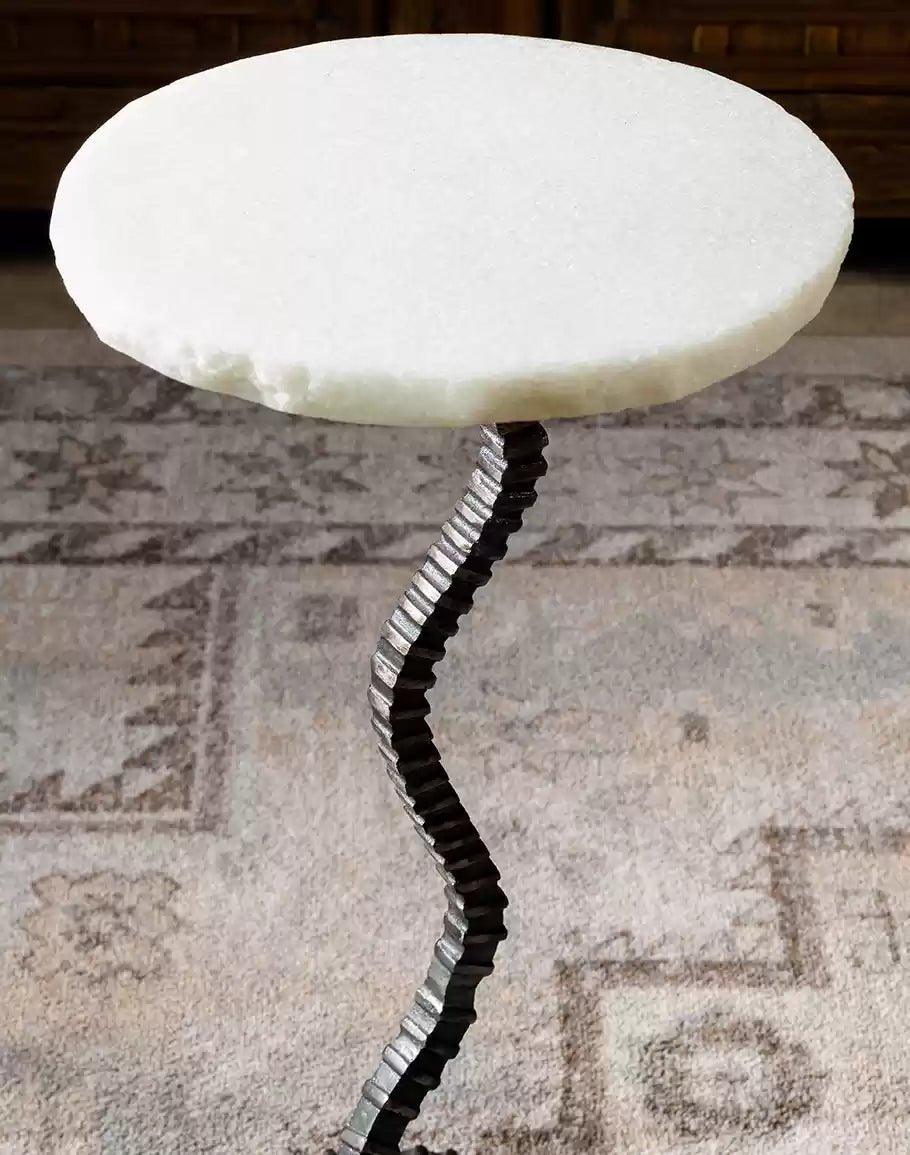 Cast Iron Twist Drink Table with Rice-Stone Top - Your Western Decor