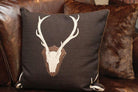Rustic European mount image Uncle Buck fabric throw pillow 21" x 21" with welt