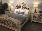 Rustic Handcrafted Fiona King Bed in off-white - Your Western Decor