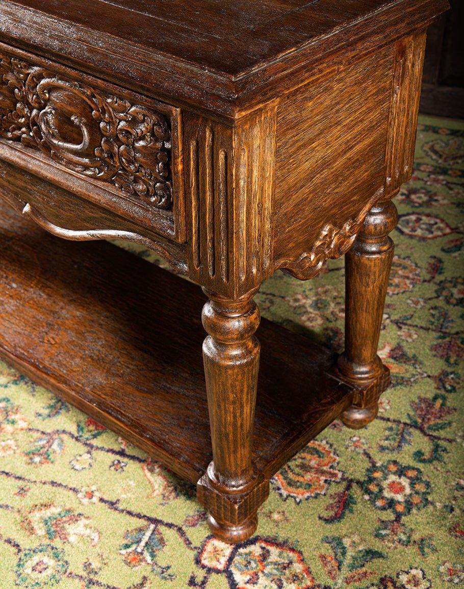 Rustic Hand Carved Sideboard Detail - Your Western Decor