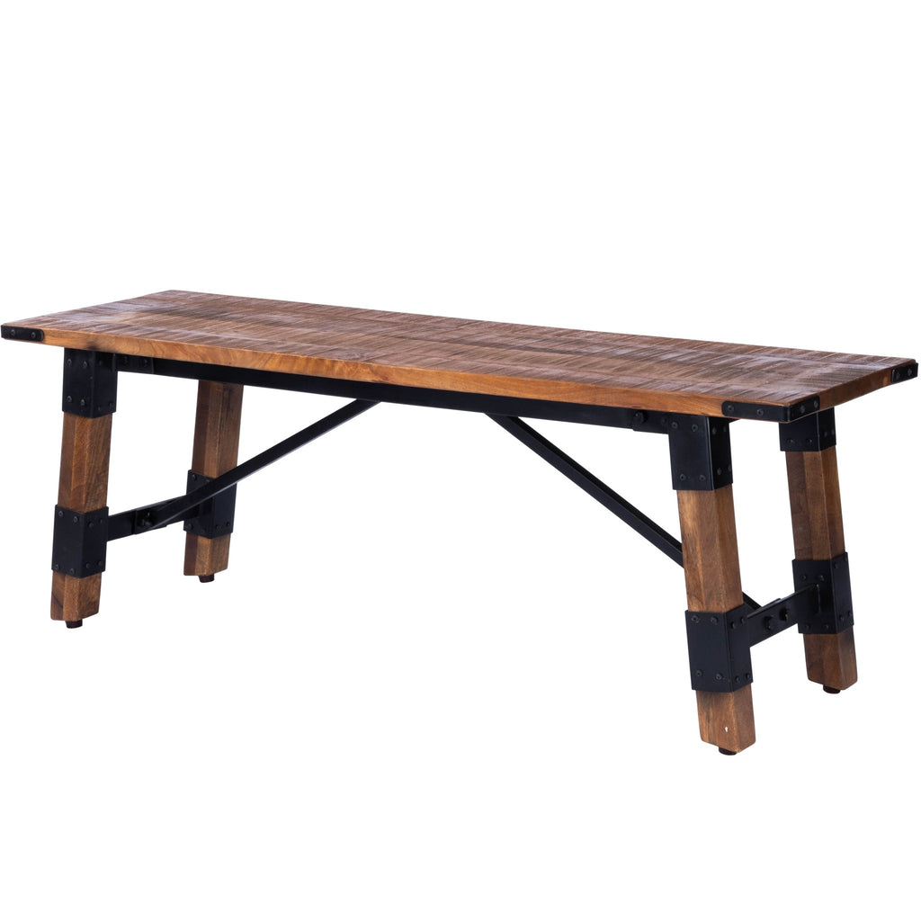 Rustic Industrial Wood Bench - mango wood bench - Your Western Decor