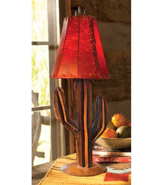 Handmade Rustic Iron Saguaro Table Lamp - Your Western Decor