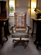 Rustic Alder wood and leathers desk chair - Your Western Decor