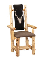 rustic lodge dining chair cedar wood leather seat USA made