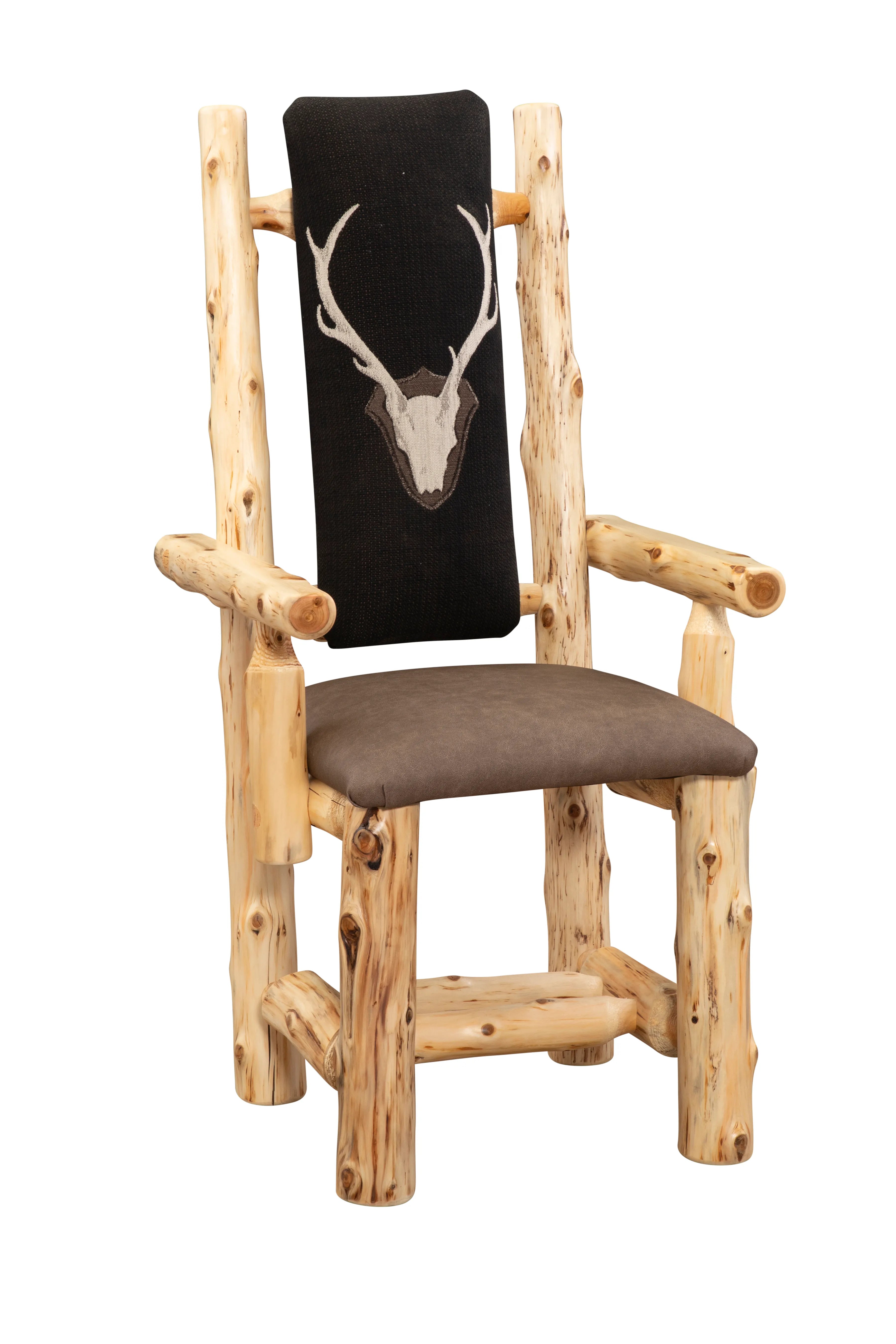 rustic lodge dining chair cedar wood leather seat USA made