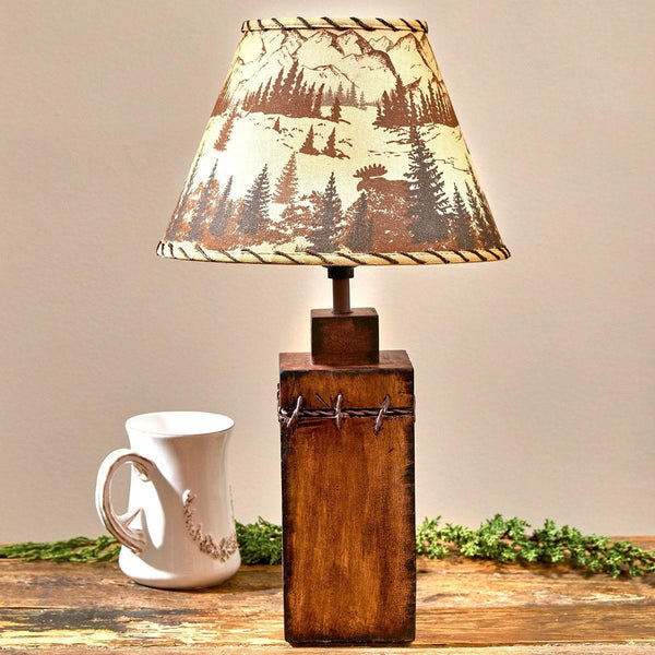 Rustic Ranch Wood Table Lamp w/ Barbed Wire| Your Western Decor