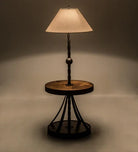 American made Rustic Side Table Floor Lamp with beige shade and walnut table - Your Western Decor