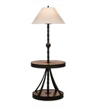 American made Rustic Side Table Floor Lamp with beige shade and walnut table - Your Western Decor