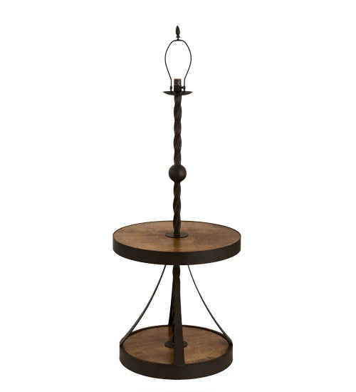 American made Rustic Side Table Floor Lamp with beige shade and walnut table - Your Western Decor