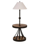 American made Rustic Side Table Floor Lamp with beige shade and walnut table - Your Western Decor