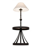 American made Rustic Side Table Floor Lamp with beige shade and walnut table - Your Western Decor