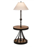 American made Rustic Side Table Floor Lamp with beige shade and walnut table - Your Western Decor