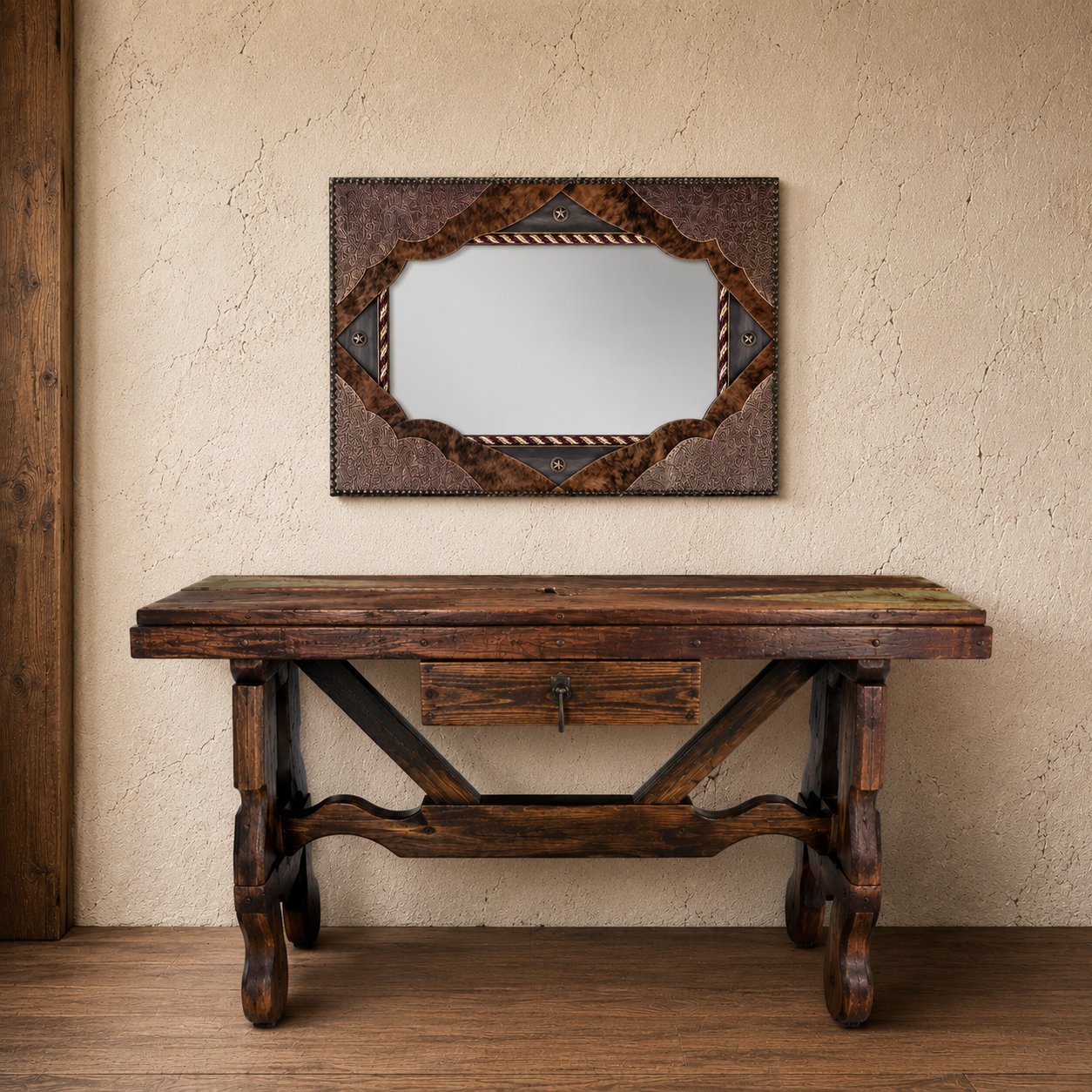 Old door, rustic Spanish style console table 