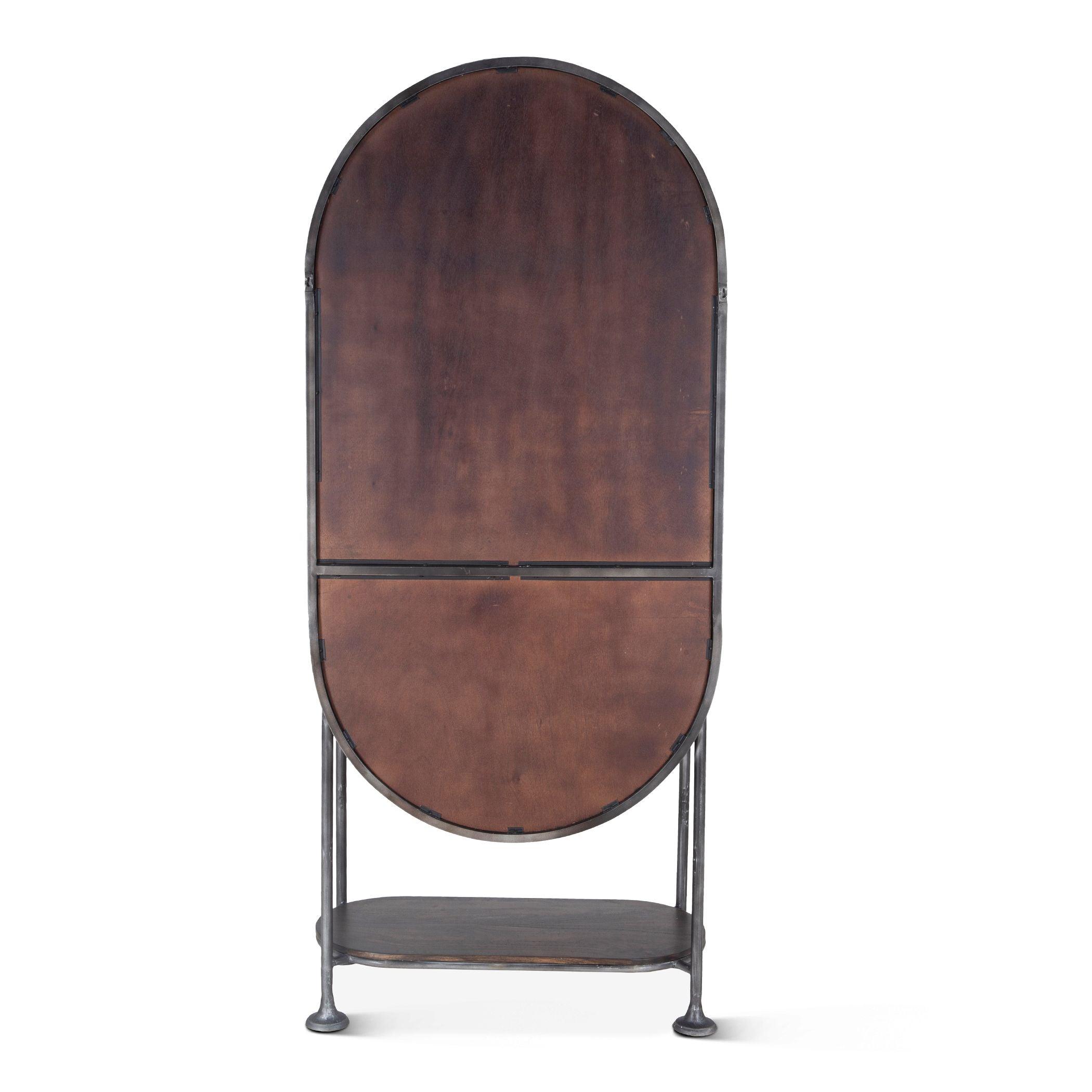 Tall Oval Industrial Bar Cabinet back - Your Western Decor