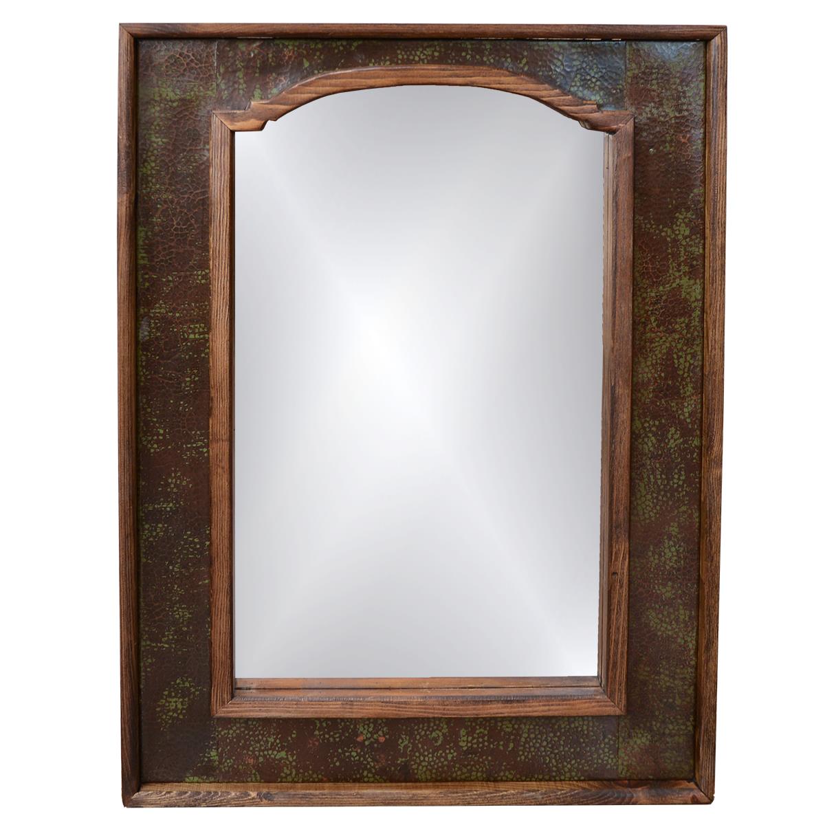 Rustic temple mirror with wood and copper inset frame - Your Western Decor