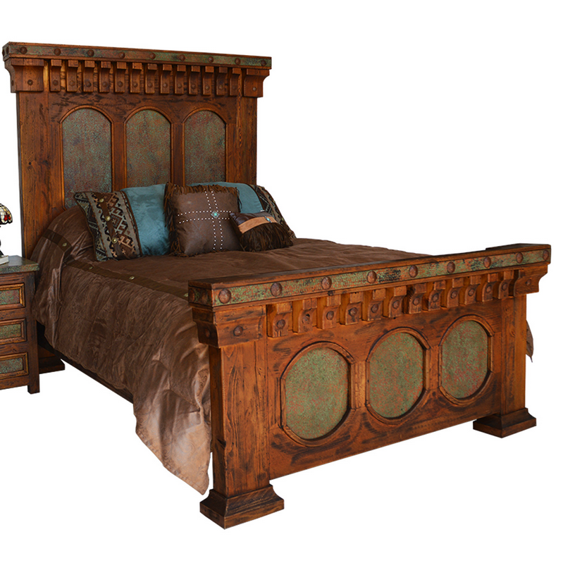 Rustic Temple Bed with copper and iron  - Your Western Decor