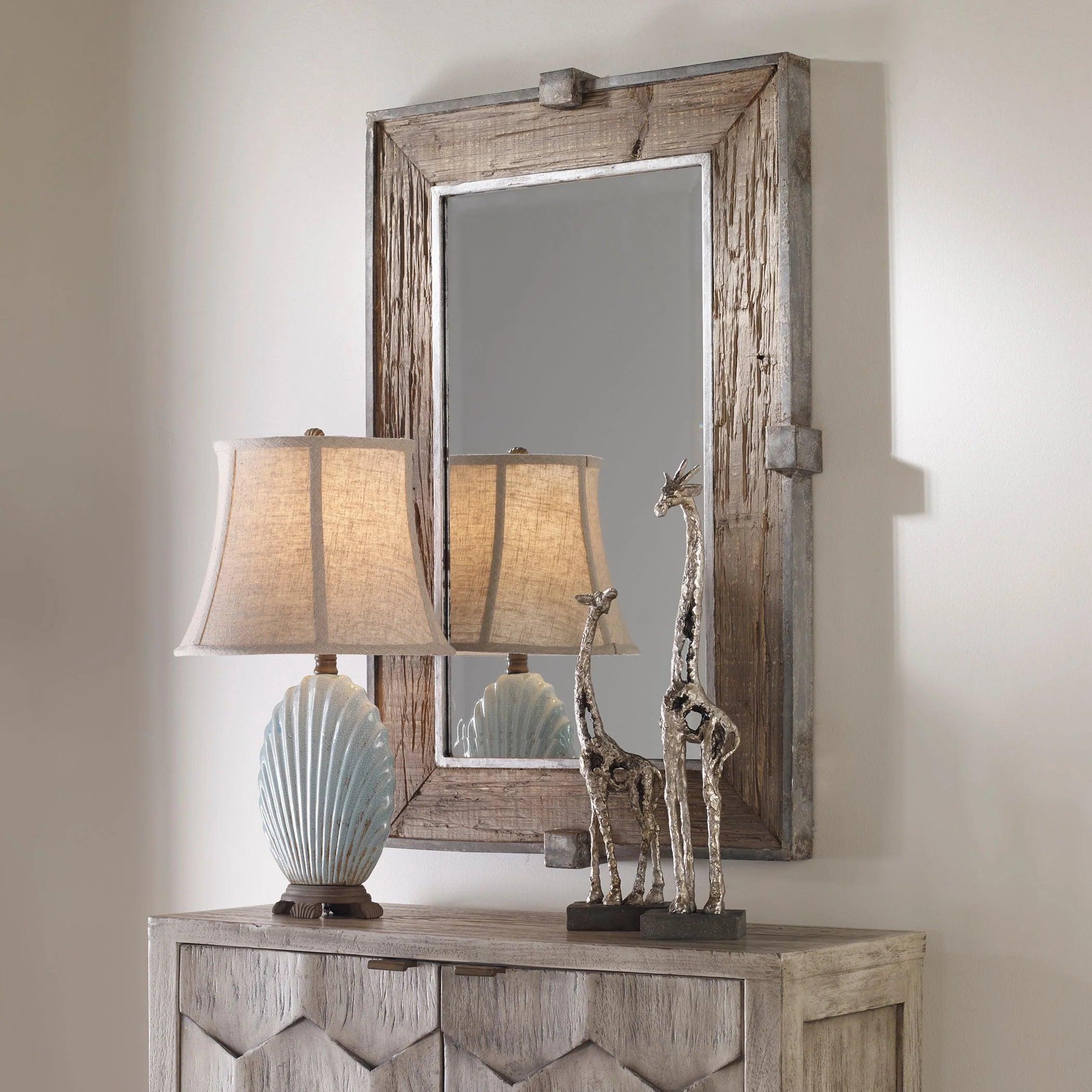 Wall mirror with rustic weathered wood and iron frame - Your Western Decor