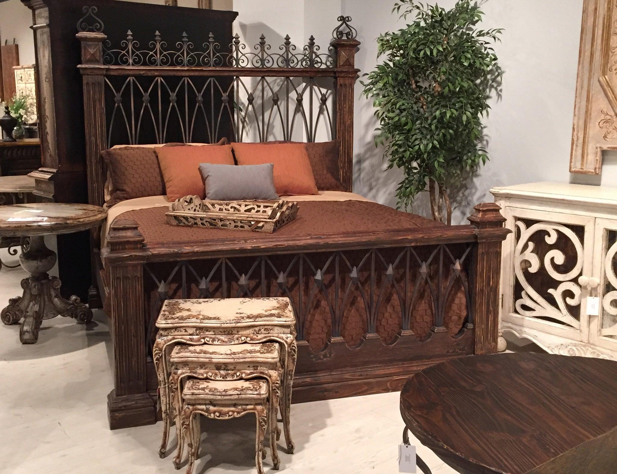 Spanish Colonial Mohena Bed in wood and forged iron - Your Western Decor