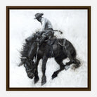 Saddle Bronc Brown Framed Canvas Art - David Frederick Art - Your Western Decor