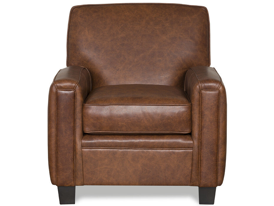 brown saddle leather club chair on white background 