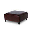 dark espresso square leather ottoman - Your Western Decor