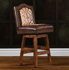 Leather and cowhide upholstered armless Sali Swivel Bar Chair made in the USA - Your Western Decor