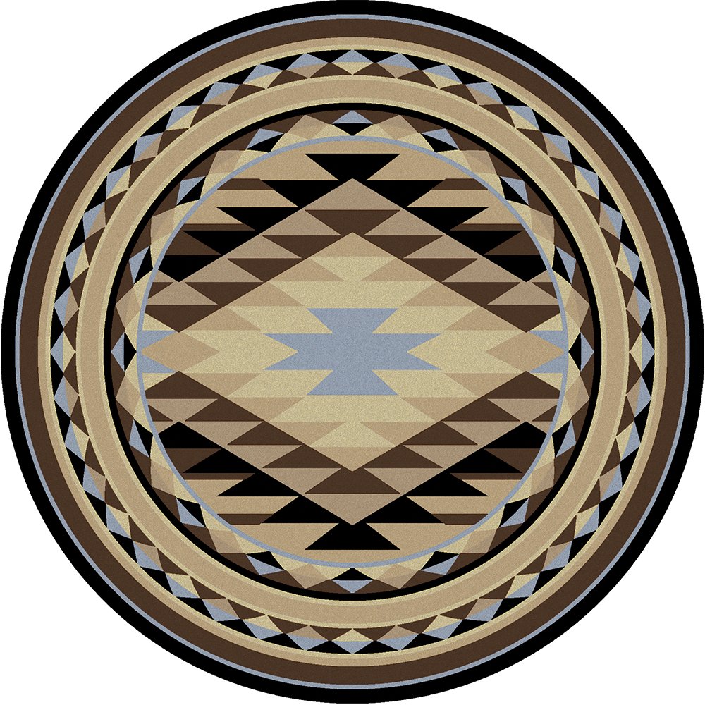 Sallisaw Southwest 8' Round Area Rug with Blue - Made in the USA - Your Western Decor