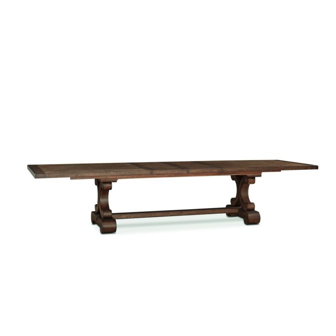 Wooden dining table on a white background