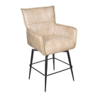 Sandstone ivory leather swivel counter stool with black iron frame 