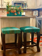 American made Western Style Embossed Leather Stools - Your Western Decor