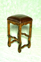 Santa Ana custom leather upholstered seat bar stool - Your Western Decor